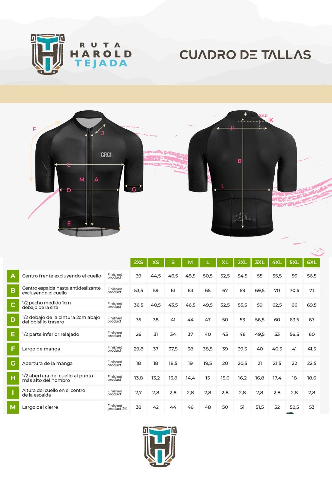 Guía de tallas jersey